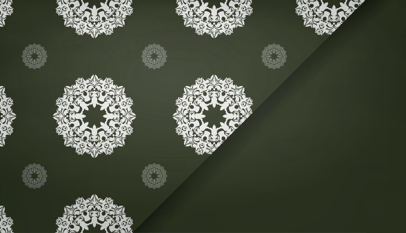 banner verde escuro com ornamento branco vintage para design sob seu logotipo ou texto vetor