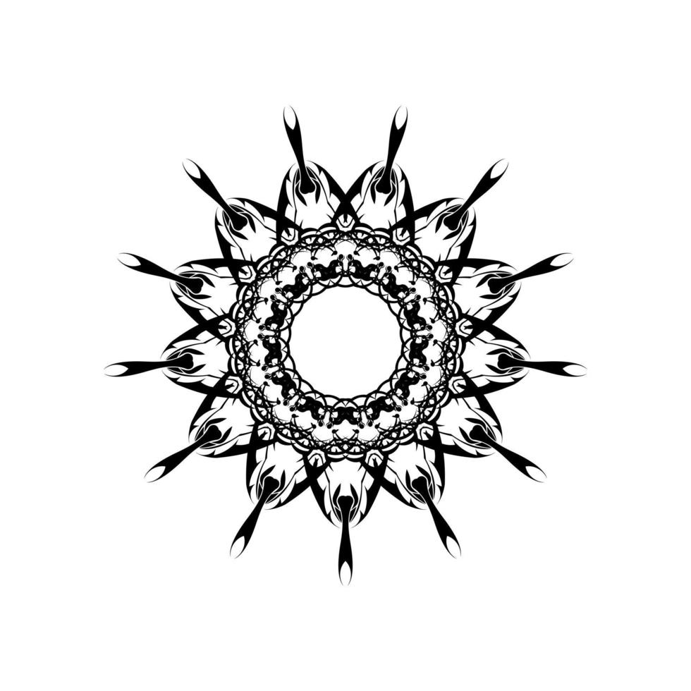 mandala monocromática, padrão étnico preto e branco, ornamento indiano redondo, impressão vintage, para meditação, livro de colorir adulto. imagem vetorial de estoque, ilustração em fundo branco, isolado vetor