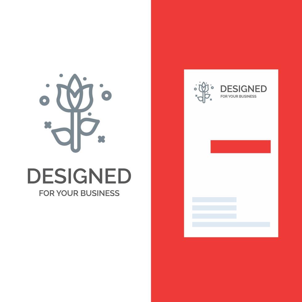 decoração de design de logotipo cinza de planta de flores de páscoa e modelo de cartão de visita vetor