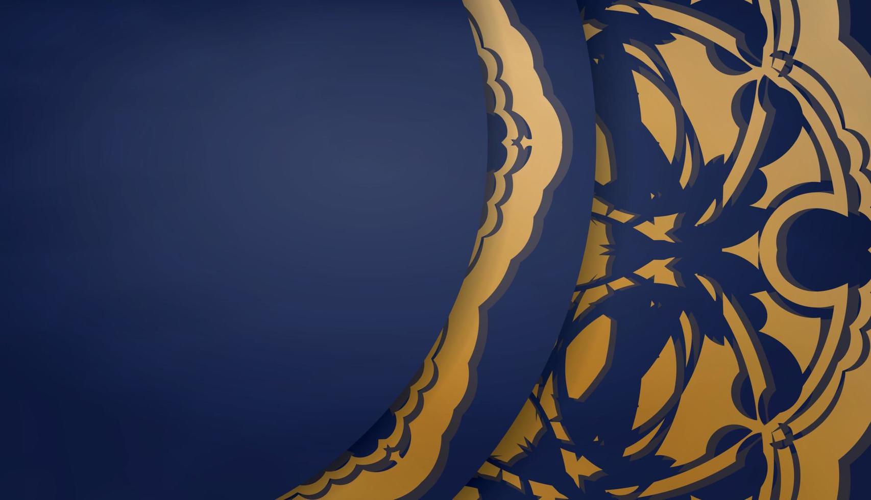 banner azul escuro com padrão de ouro antigo e espaço para seu logotipo ou texto vetor