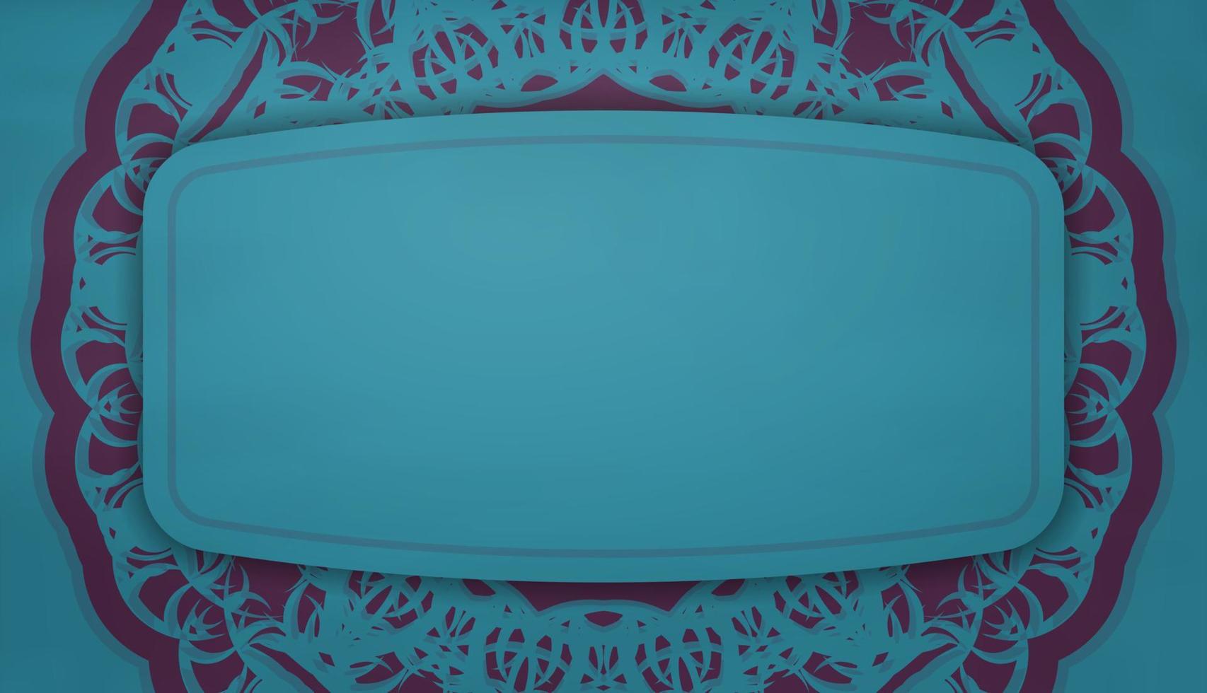 modelo de banner turquesa com padrão mandala roxo para design sob logotipo ou texto vetor