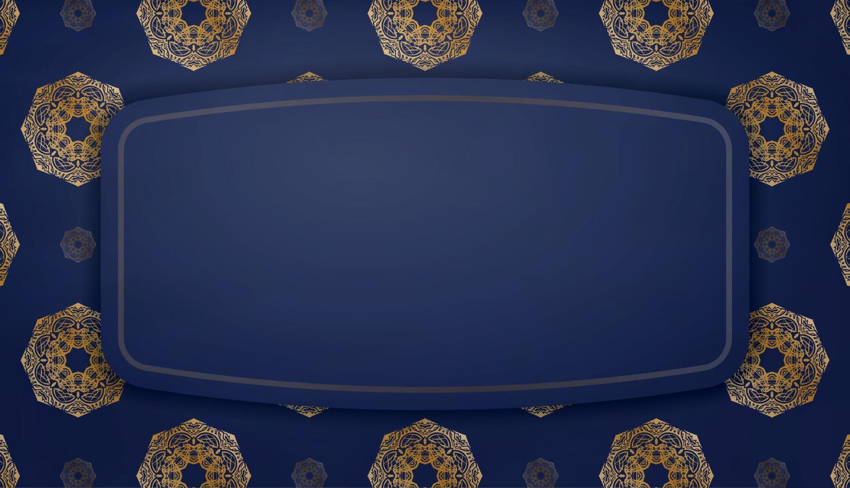 banner azul escuro com padrão ouro vintage e coloque sob o seu texto vetor