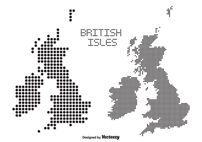 Mapas vetoriais pontilhados das Ilhas Britânicas vetor