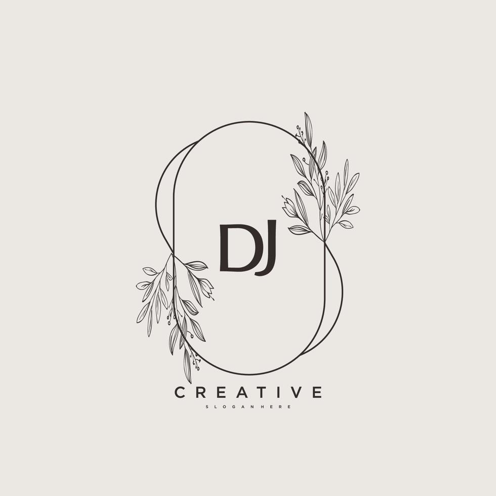 arte do logotipo inicial do vetor de beleza dj, logotipo de caligrafia da assinatura inicial, casamento, moda, joalheria, boutique, floral e botânico com modelo criativo para qualquer empresa ou negócio.