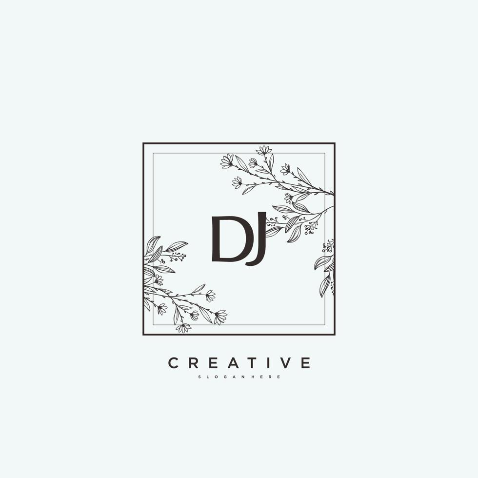 arte do logotipo inicial do vetor de beleza dj, logotipo de caligrafia da assinatura inicial, casamento, moda, joalheria, boutique, floral e botânico com modelo criativo para qualquer empresa ou negócio.