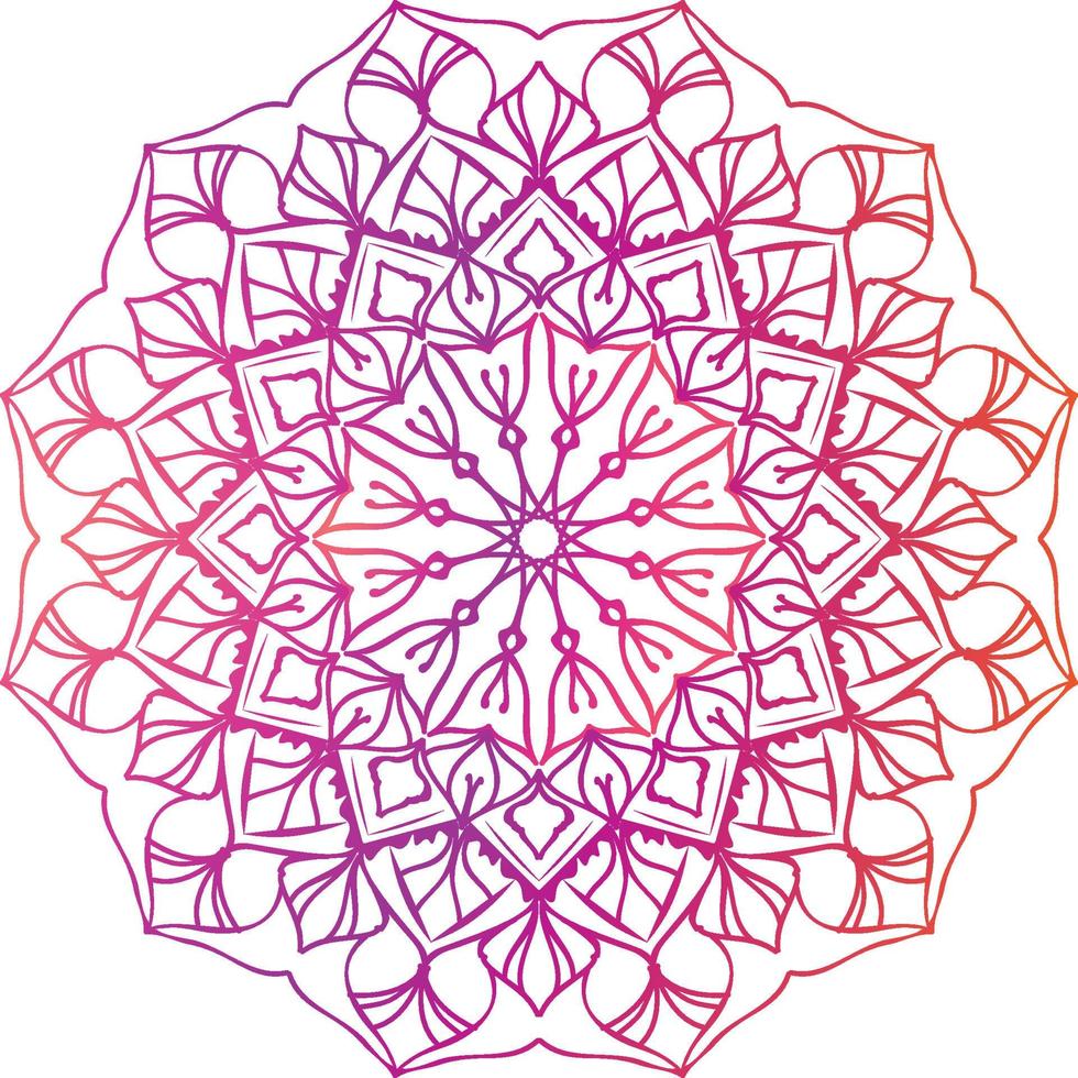 modelo de mandala pinkraddish colorido. vetor