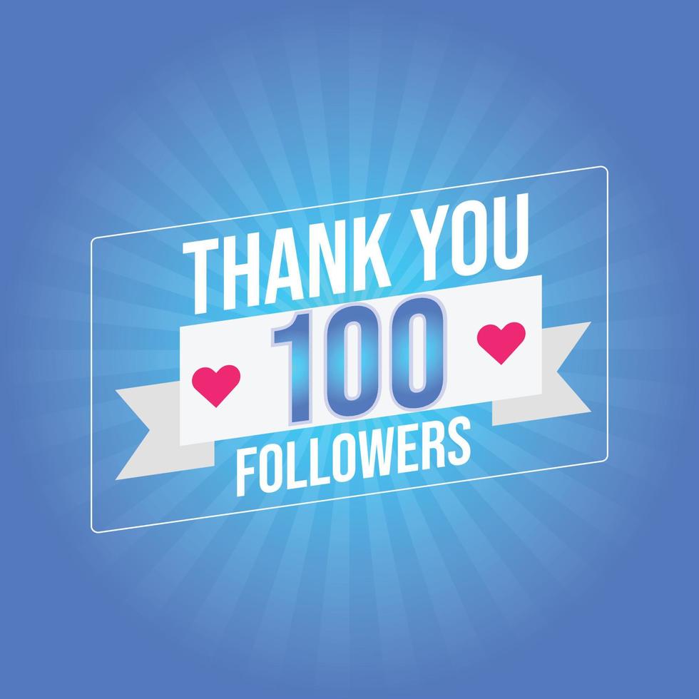 modelo de agradecimento para mídias sociais. cem seguidores, assinantes, como. 100 seguidores usuário obrigado comemore de 100 inscritos e seguidores. vetor