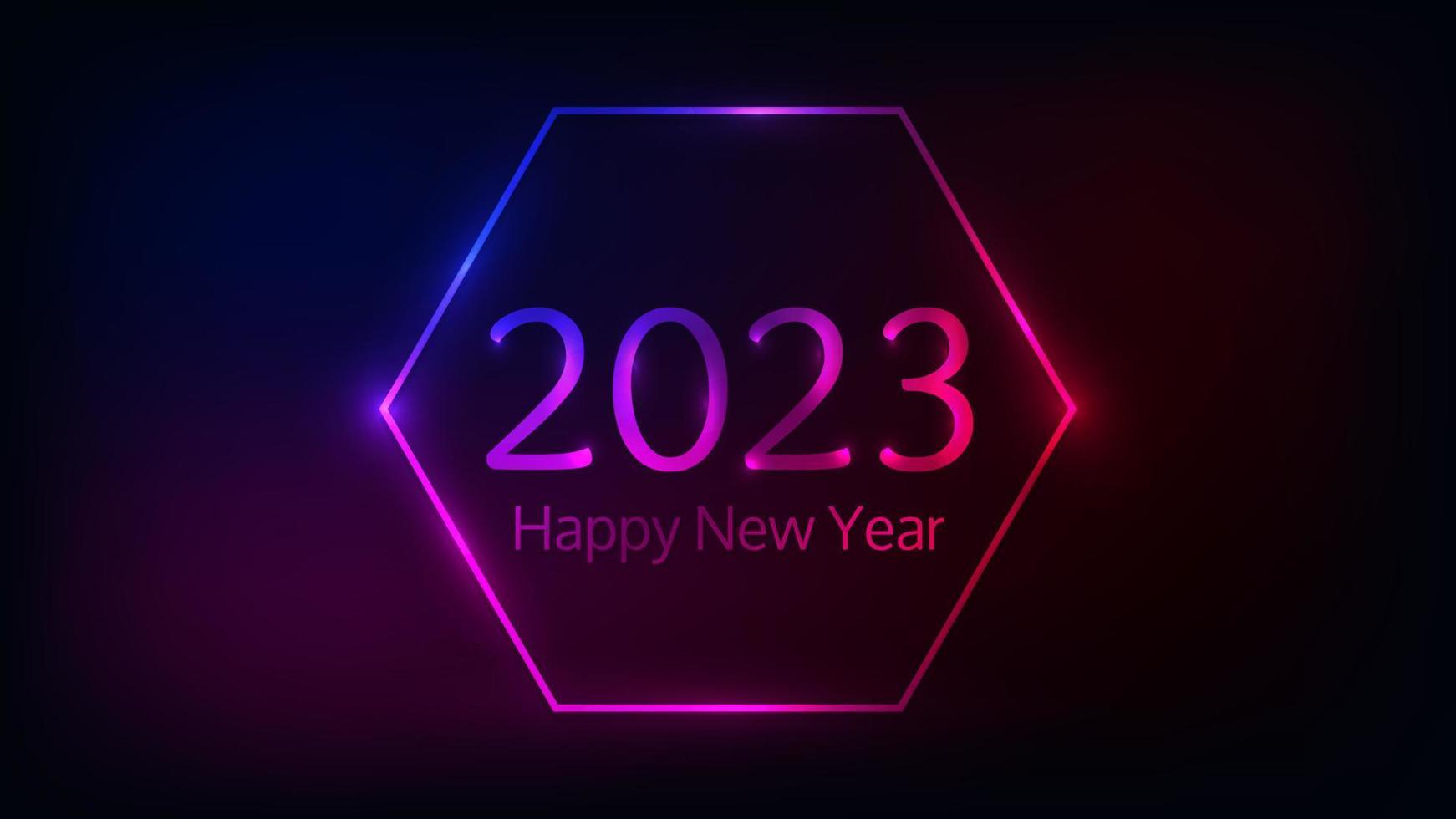 2023 feliz ano novo fundo neon vetor