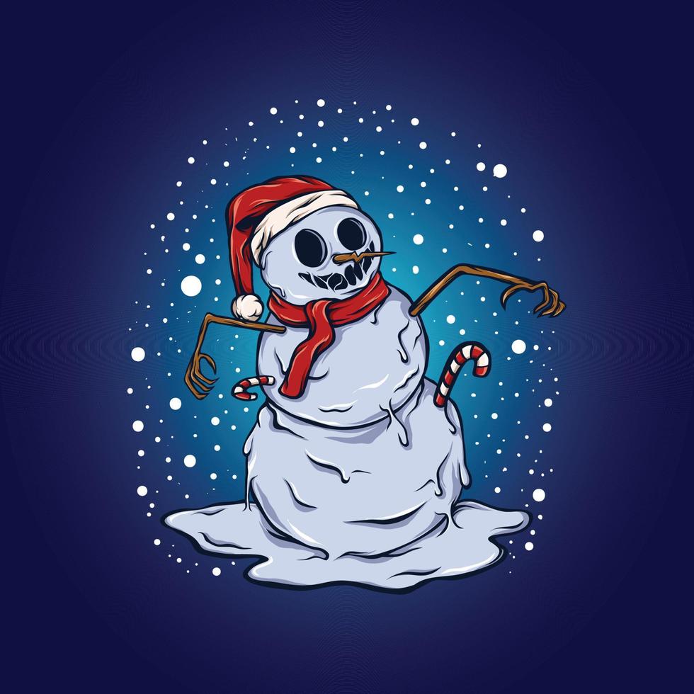 boneco de neve comemora ilustração de natal vetor