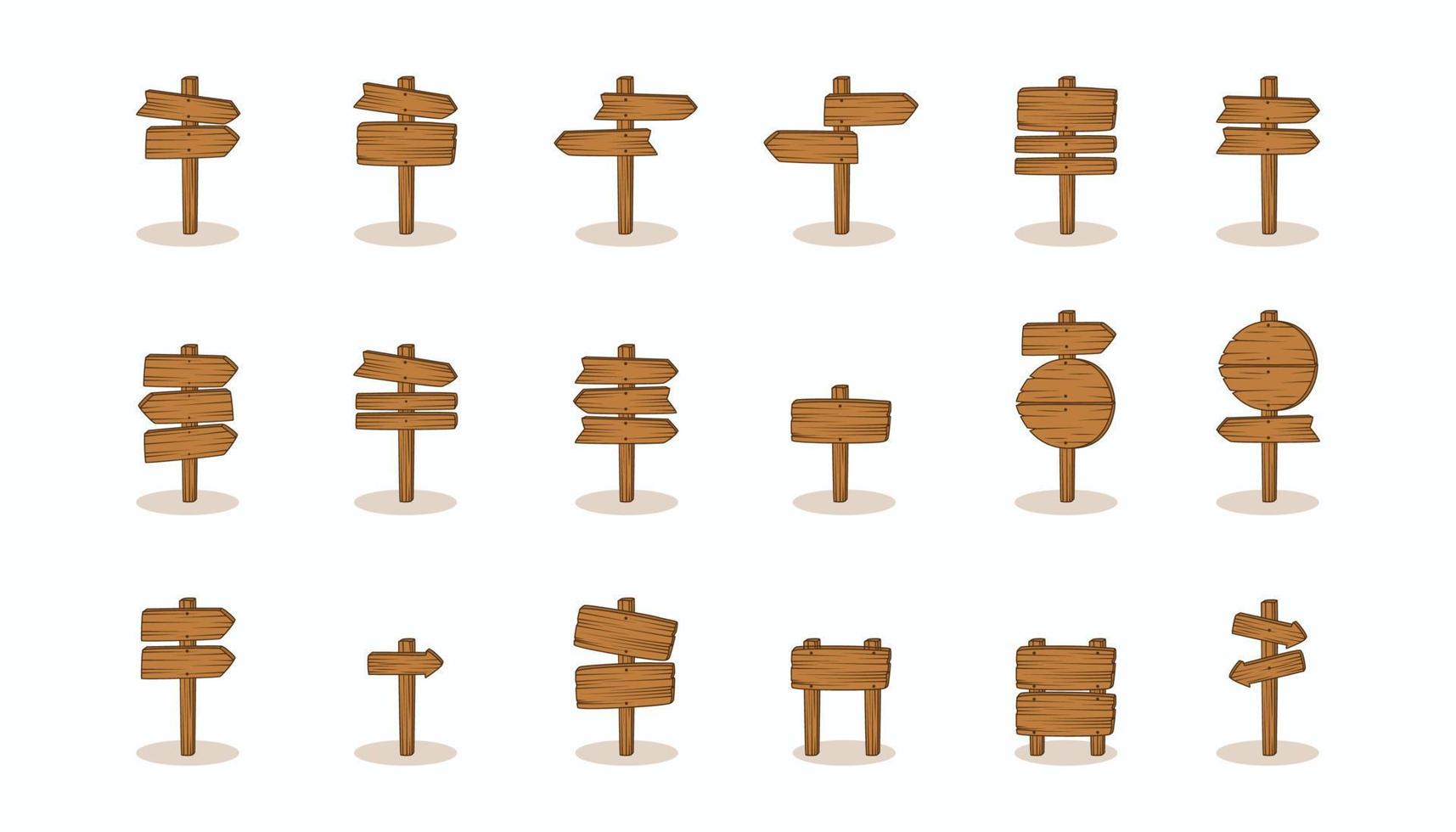 conjunto de vetores de ilustração de sinais de madeira