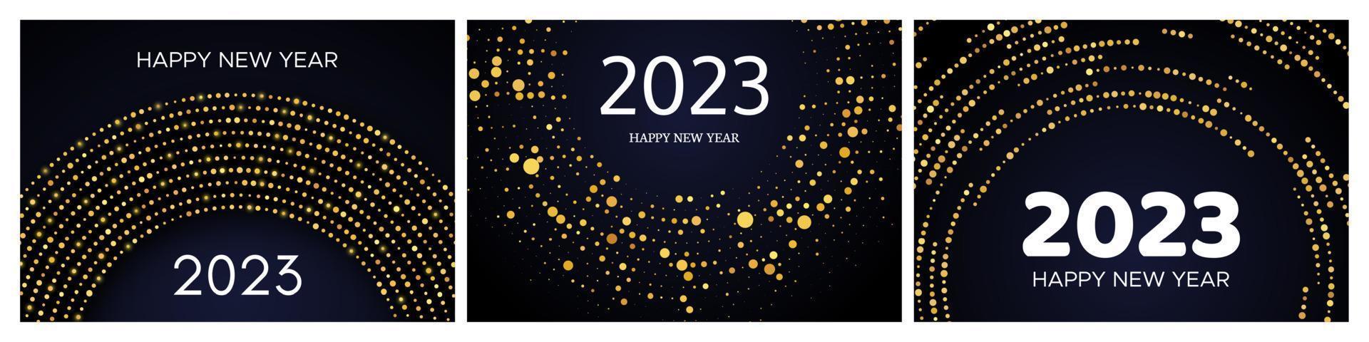 2023 feliz ano novo de padrão de brilho dourado vetor