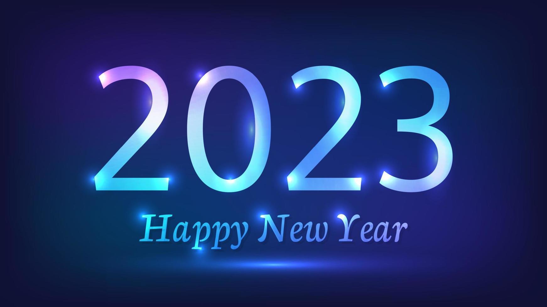 2023 feliz ano novo fundo neon. pano de fundo de néon abstrato com luzes para cartão de férias de natal, folhetos ou cartazes. ilustração vetorial vetor