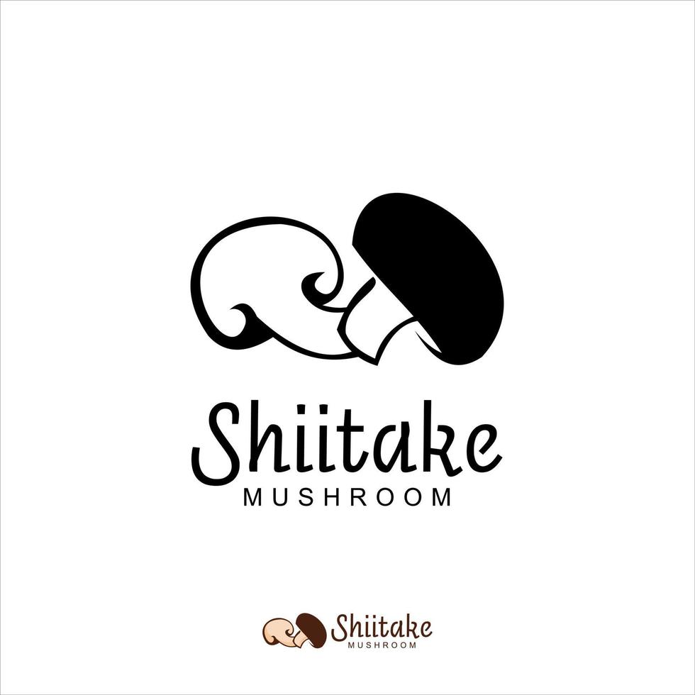 logotipo de cogumelo shiitake simples moderno escuro vetor