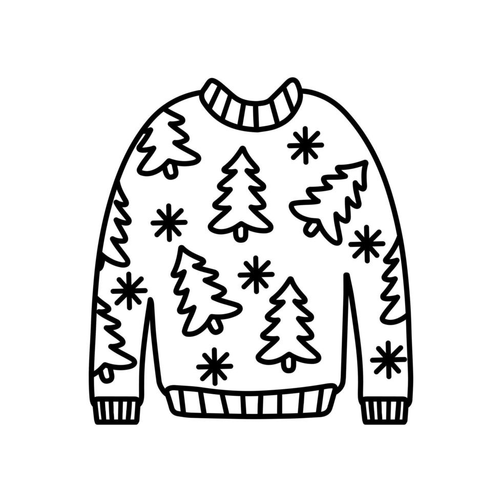 doodle ilustração de camisola de natal. para o design de cartões, cartazes, embrulhos de presente. vetor