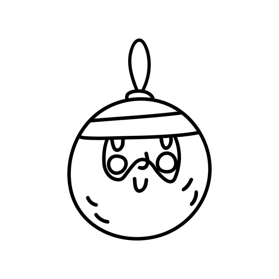 bola de natal do papai noel em um fundo branco. ilustração de rabiscos. vetor