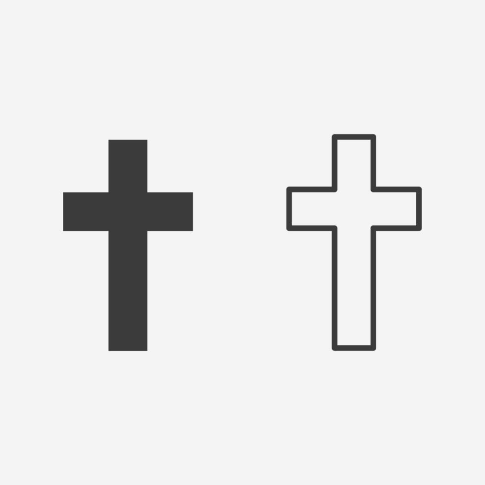 igreja, cristã, religião, cruz, conjunto de sinal de símbolo de vetor de ícone de crista