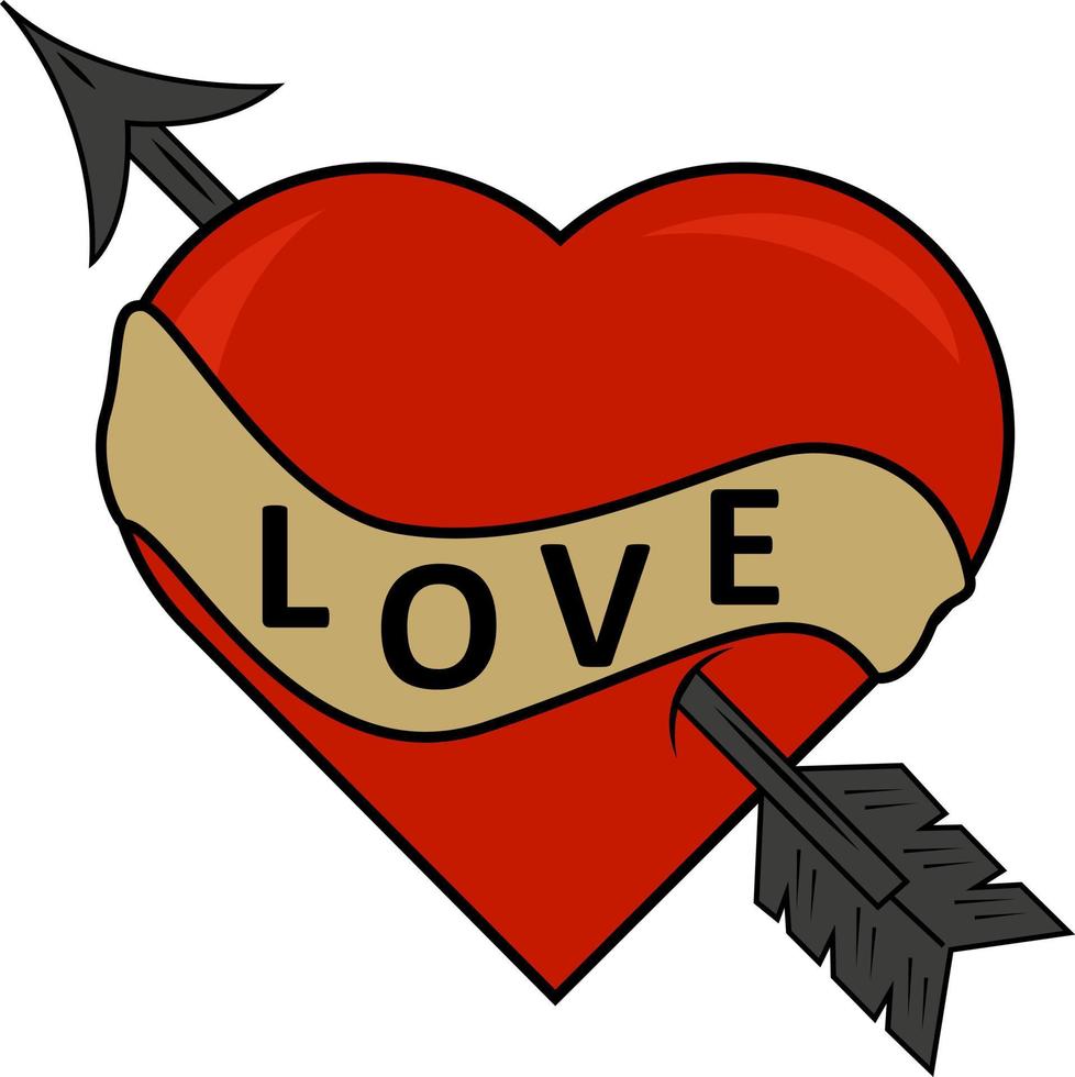 declaração romântica de amor. cartão de casamento. Dia dos Namorados. coração com uma flecha. vetor