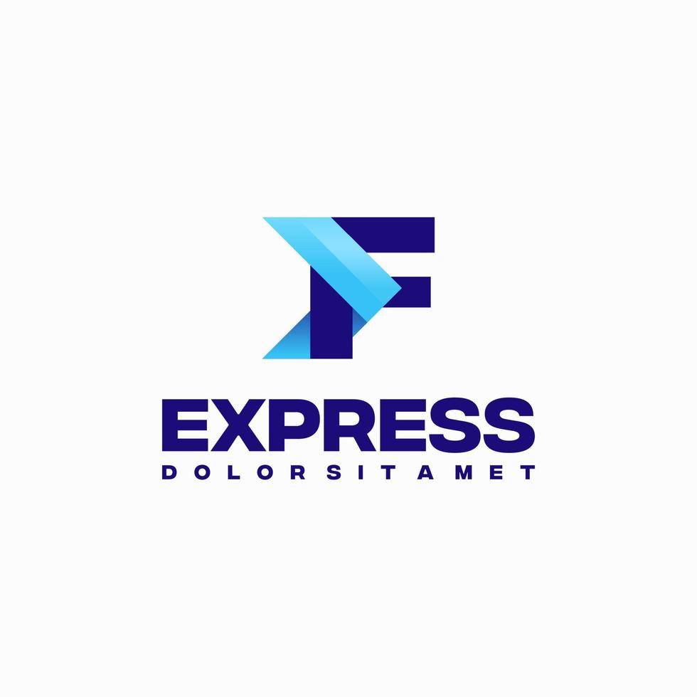 vetor de conceito de design de logotipo inicial expresso rápido f, símbolo de design de logotipo de seta expressa