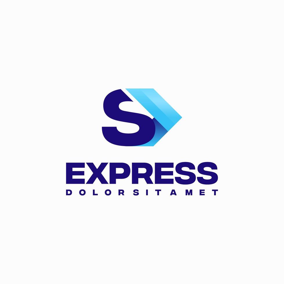 vetor de conceito de design de logotipo inicial expresso rápido, símbolo de design de logotipo de seta expressa