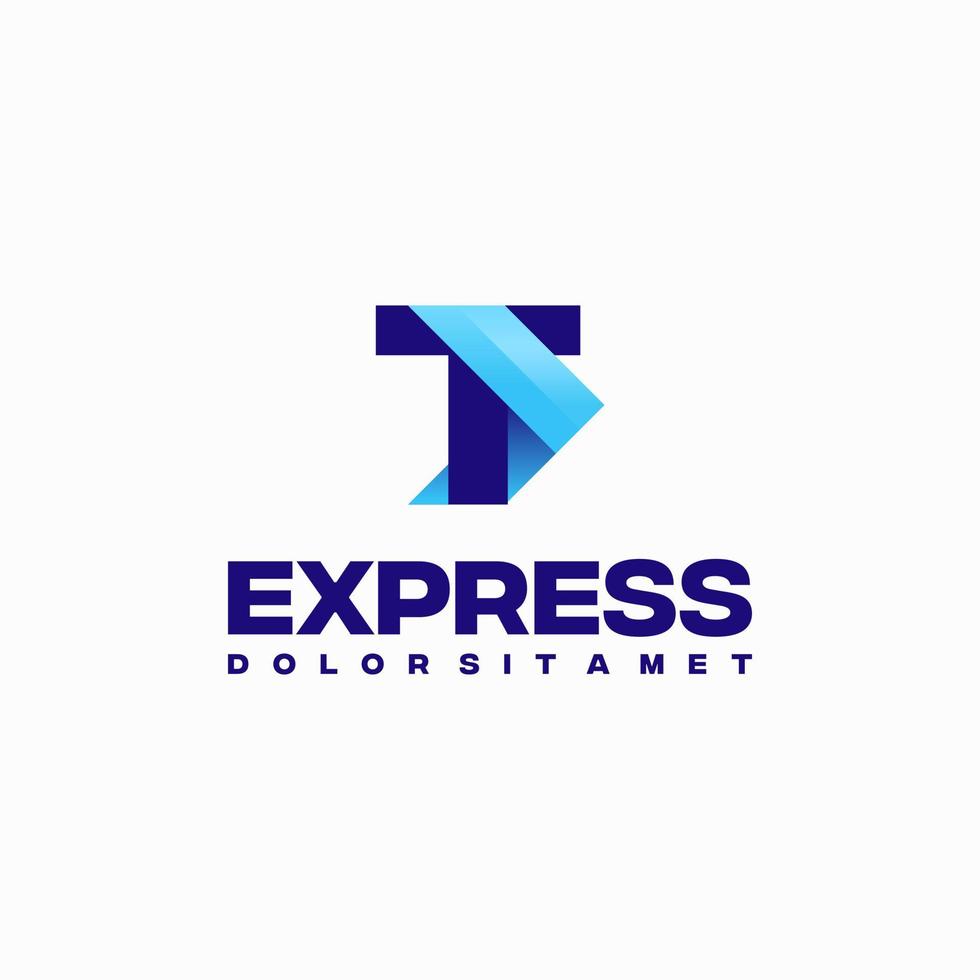 vetor de conceito de design de logotipo inicial expresso rápido t, símbolo de design de logotipo de seta expressa