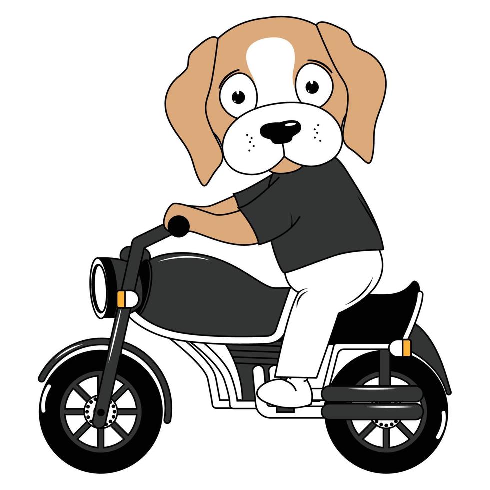 animal bonito desenho animado passeio de motocicleta vetor