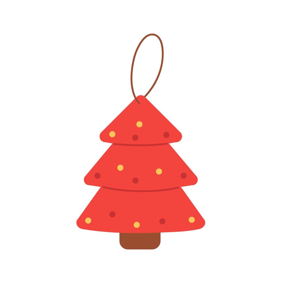 ilustração da árvore de natal. brinquedo vermelho da árvore de natal do natal com corda. vetor
