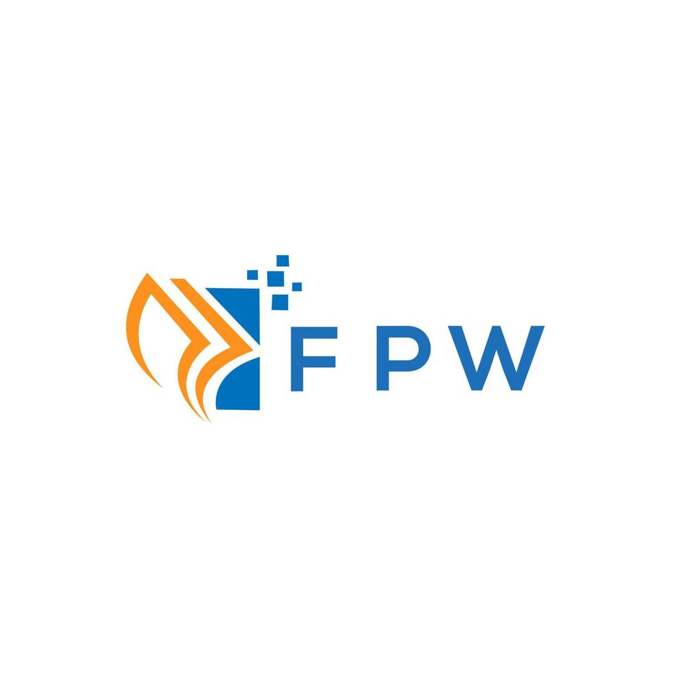 design de logotipo de contabilidade de reparo de crédito fpw em fundo branco. conceito criativo do logotipo da letra do gráfico do crescimento das iniciais fpw. design de logotipo de finanças de negócios fpw. vetor