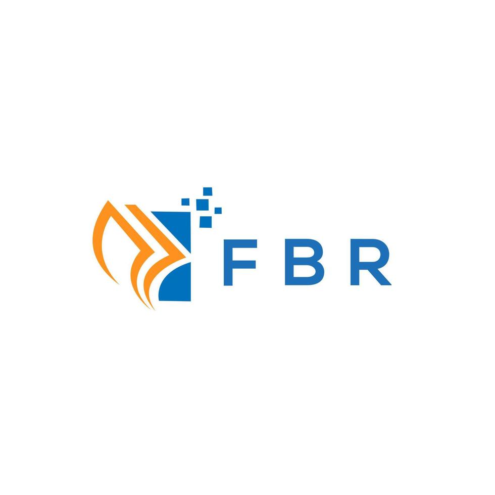 design de logotipo de contabilidade de reparo de crédito fbr em fundo branco. conceito de logotipo de carta de gráfico de crescimento de iniciais criativas fbr. design de logotipo de finanças de negócios fbr. vetor