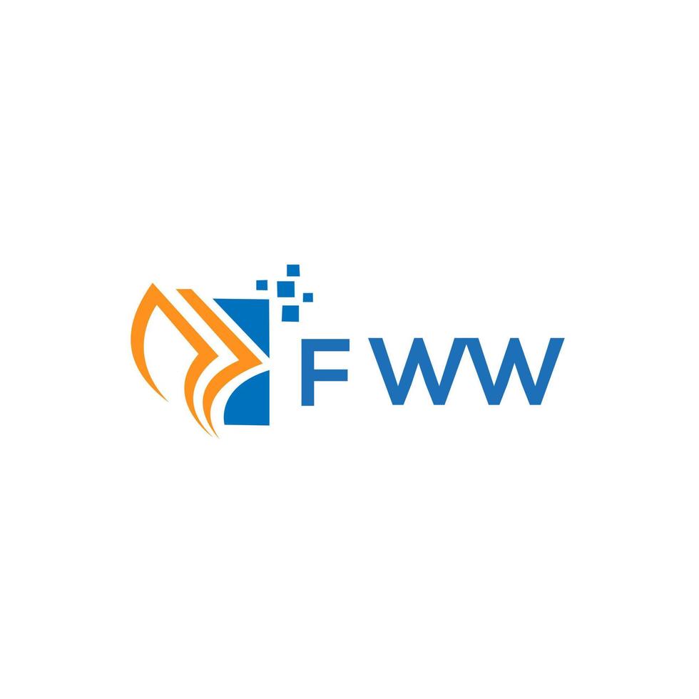 fww design de logotipo de contabilidade de reparo de crédito em fundo branco. fww conceito de logotipo de carta de gráfico de crescimento de iniciais criativas. fww design de logotipo de finanças de negócios. vetor