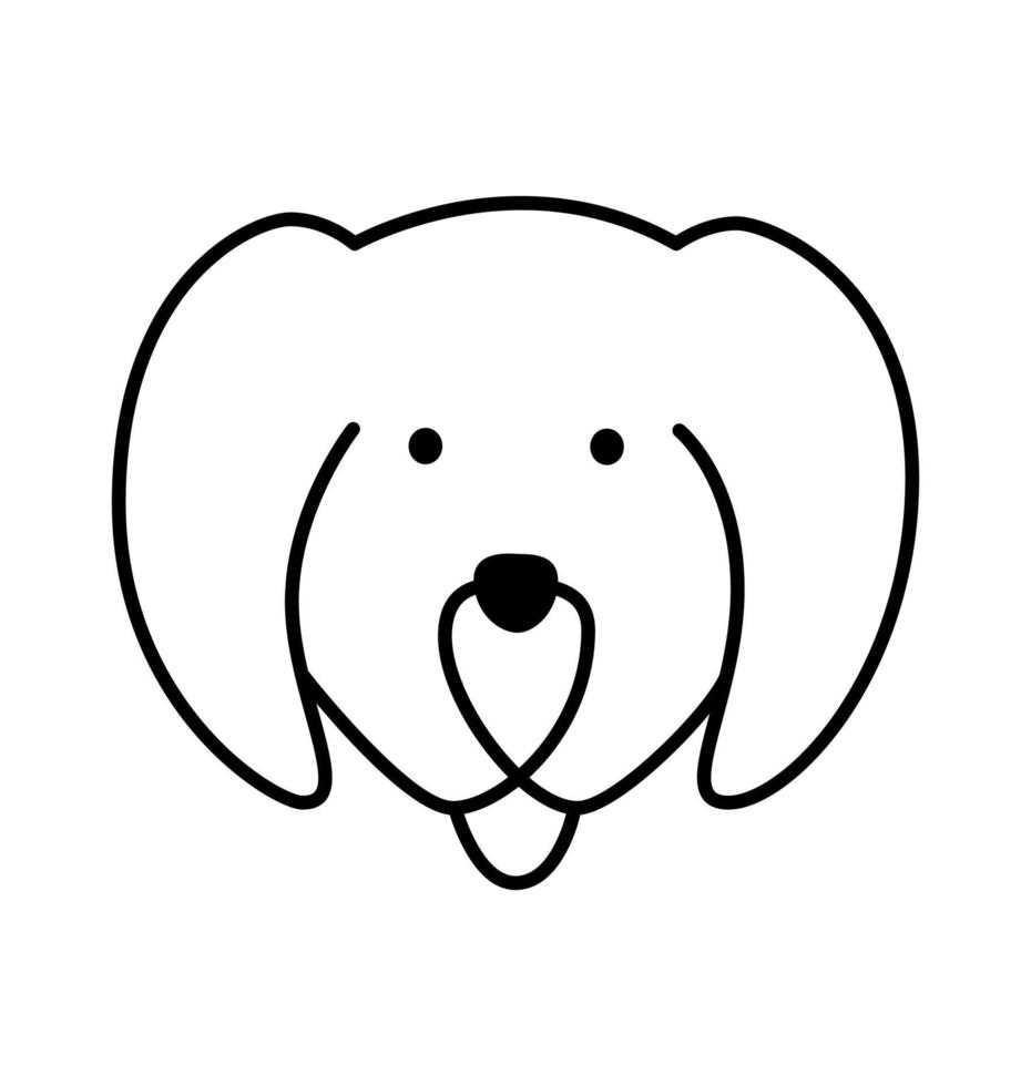 logotipo de cachorro de uma linha de vetor fofo. animal de estimação minimalista em estilo abstrato desenhado à mão. ilustração gráfica de fundo preto. ótimo design para qualquer finalidade