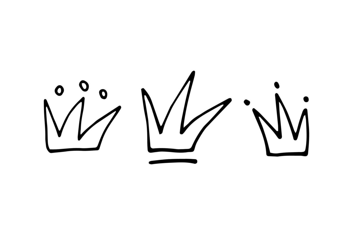 doodle coroa conjunto ilustração. coroas simples desenhadas à mão. ilustração vetorial vetor