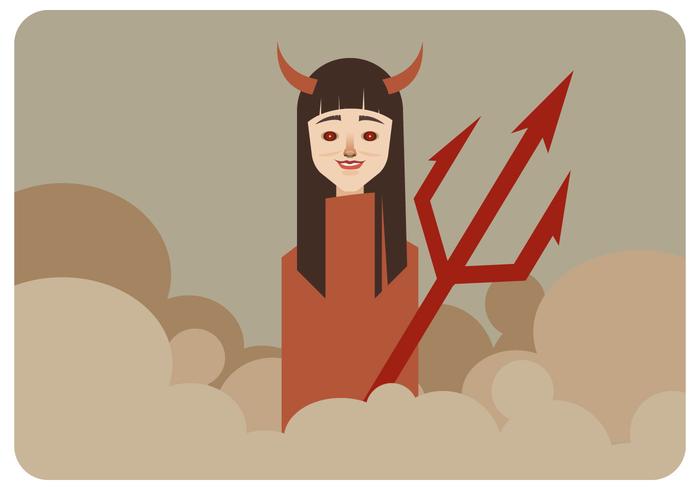 Menina Com Devil Horns Vector