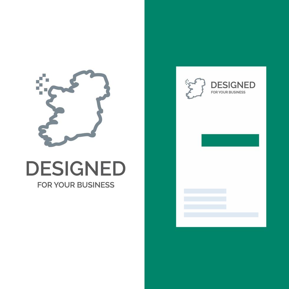 design de logotipo cinza da irlanda do mapa do mundo e modelo de cartão de visita vetor