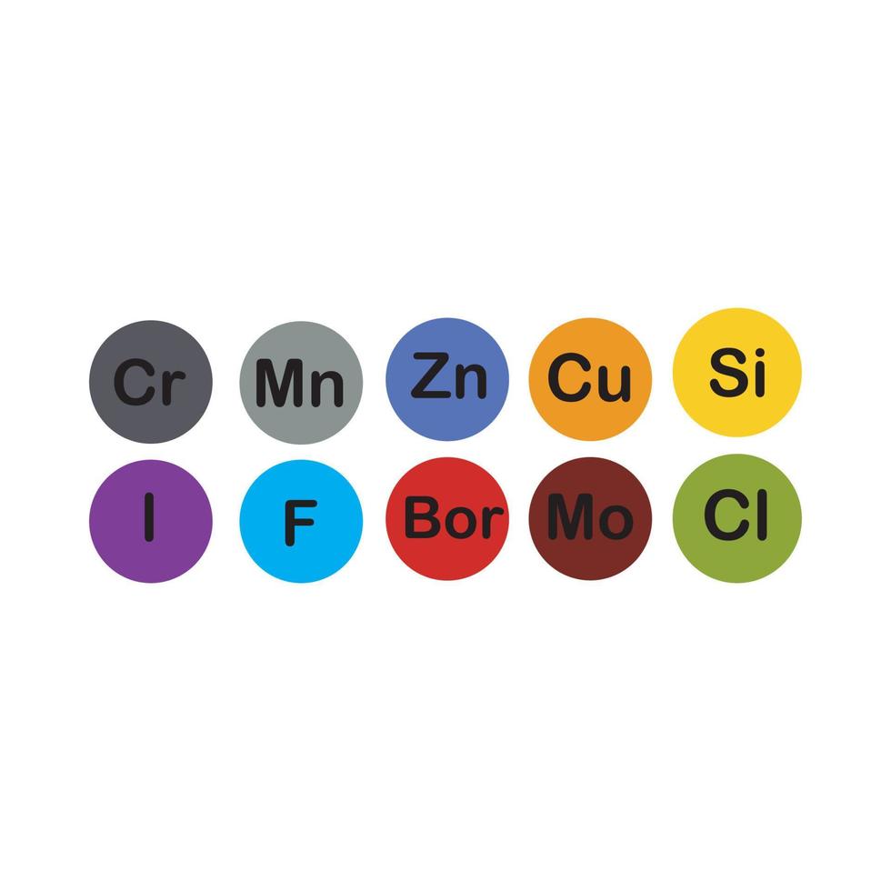 minerais microelementos e macroelementos, úteis para a saúde humana. fundamentos da alimentação saudável e estilos de vida saudáveis. vetor