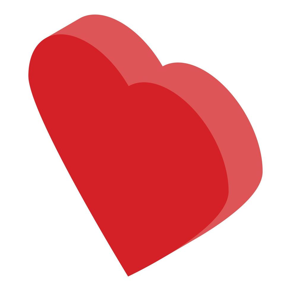 ícone de coração vermelho de festa de escritório, estilo isométrico vetor