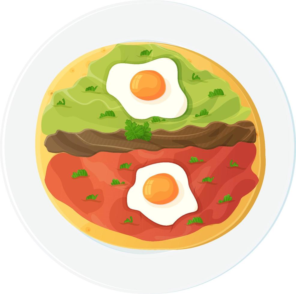 ovos divorciados mexicanos huevos divorciados. ilustração de comida latino-americana isolada em branco vetor