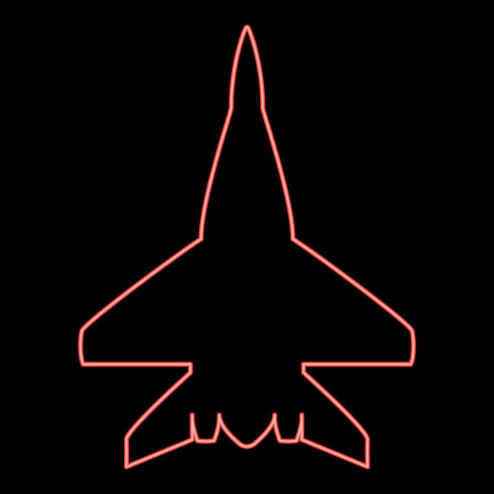 avião de combate neon avião de combate militar cor vermelha ilustração vetorial imagem estilo simples vetor