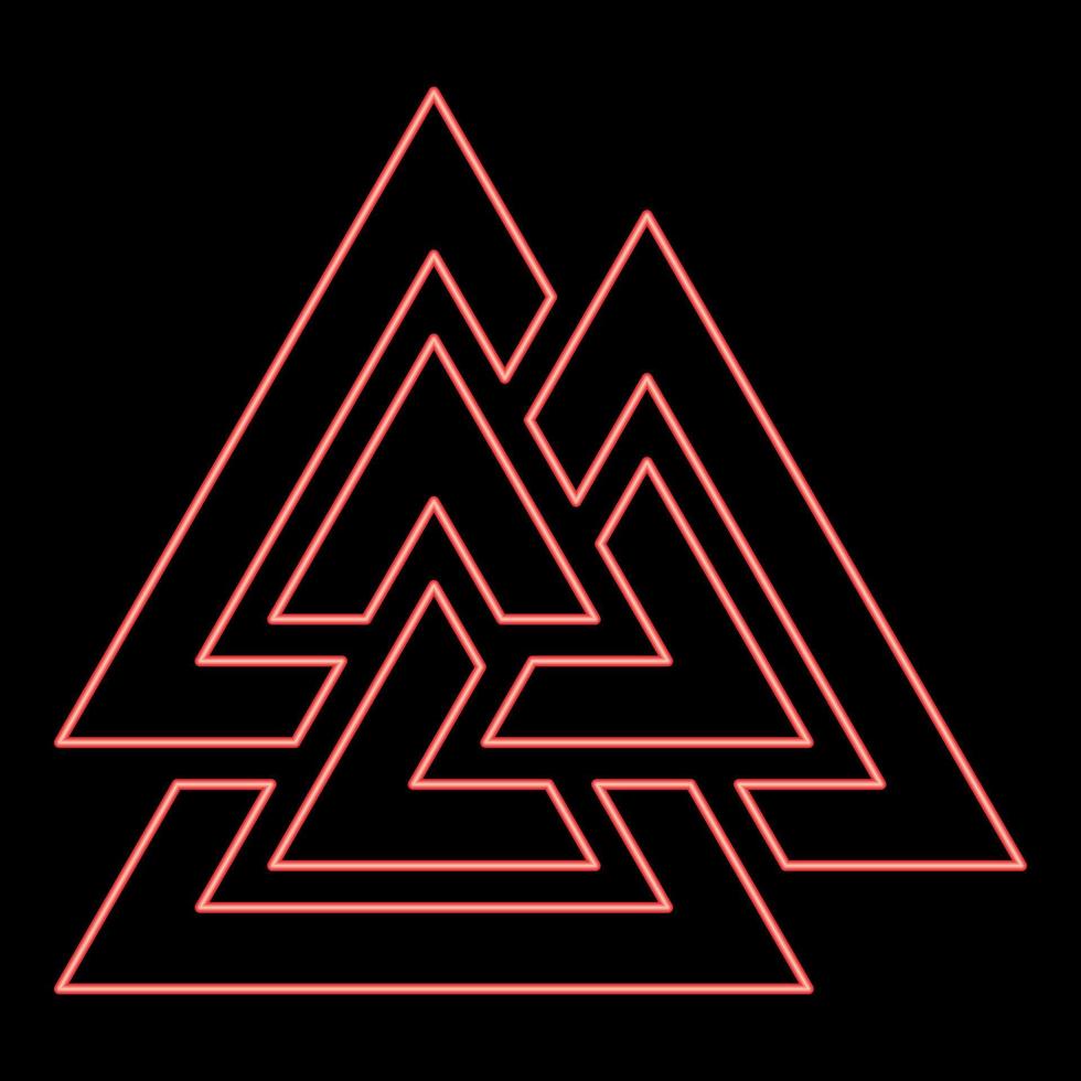 néon valknut símbolo ilustração vetorial de cor vermelha imagem estilo simples vetor