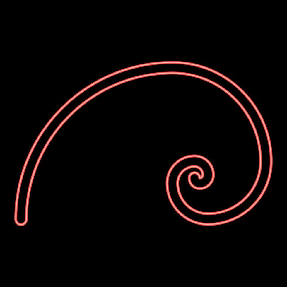 espiral de neon seção dourada proporção proporção áurea espiral de fibonacci cor vermelha ilustração vetorial imagem estilo plano vetor