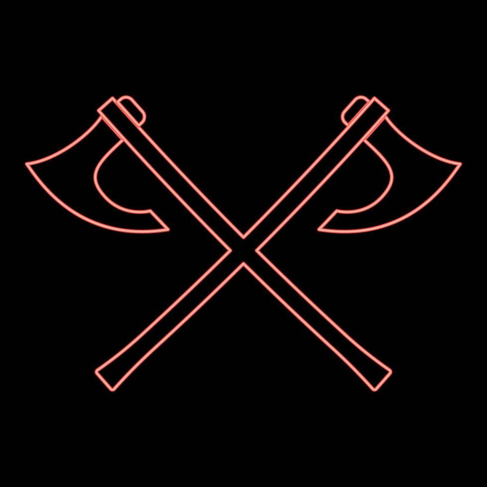 néon dois machados de batalha vikings cor vermelha ilustração vetorial imagem estilo plano vetor