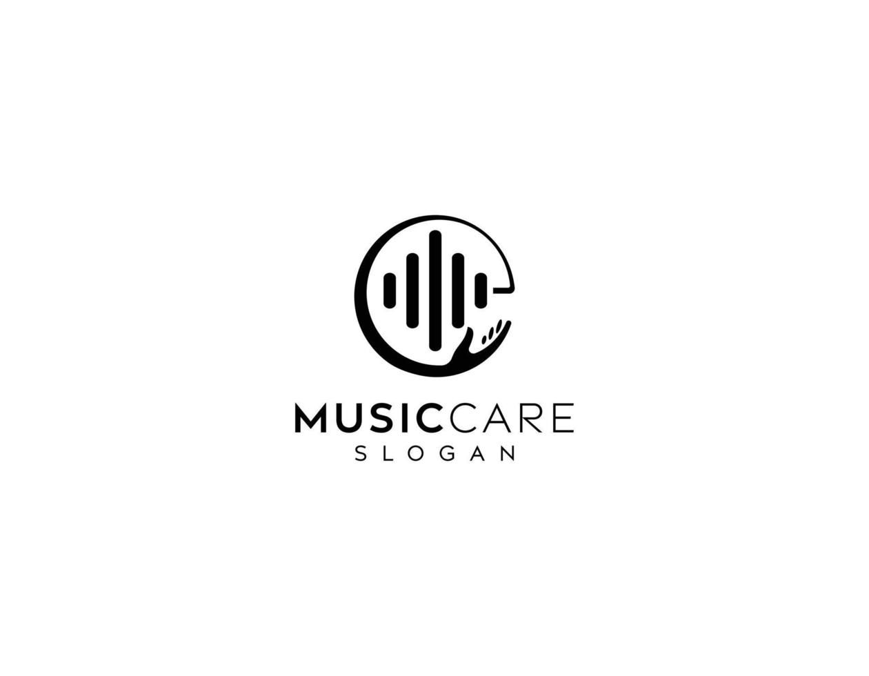 design de logotipo de onda sonora com cuidado, logotipo de música de onda, design de logotipo de dj, design de logotipo de vetor de música