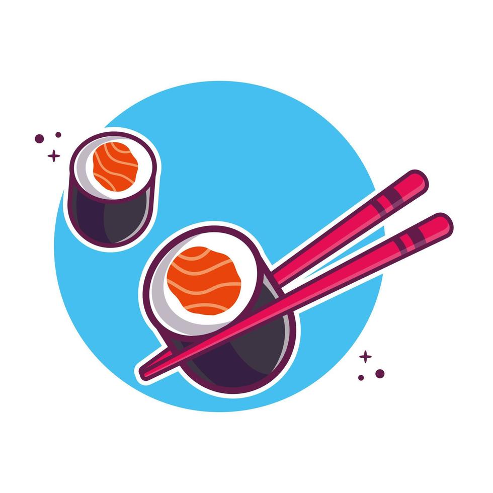 sushi de vetor, ilustração do ícone dos desenhos animados de pauzinho. conceito de ícone de comida japonesa vetor