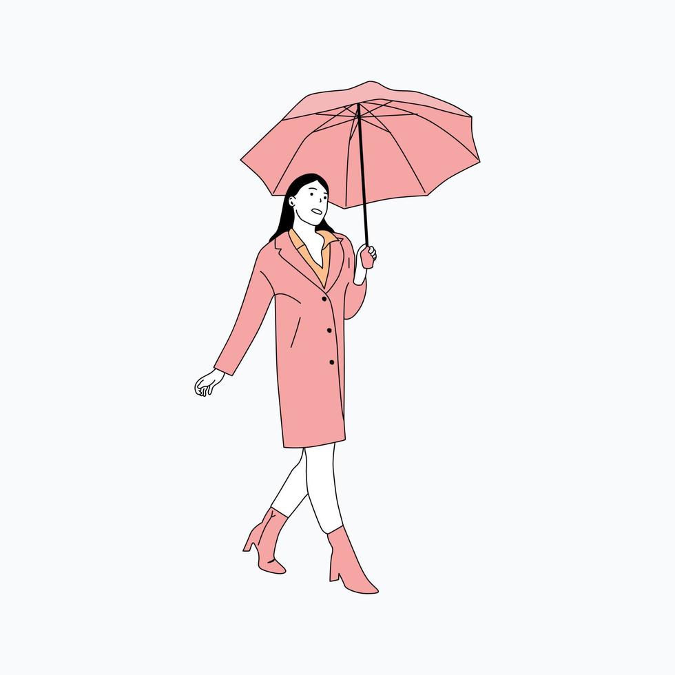 ilustração simples de uma pessoa segurando um guarda-chuva vetor