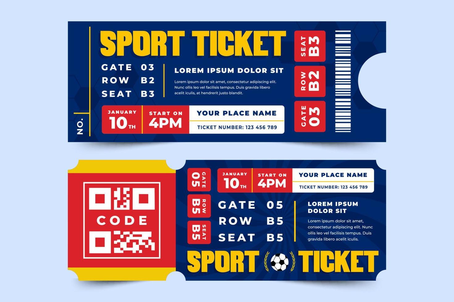 modelo de design de bilhete de evento esportivo de torneio de futebol design simples e elegante vetor