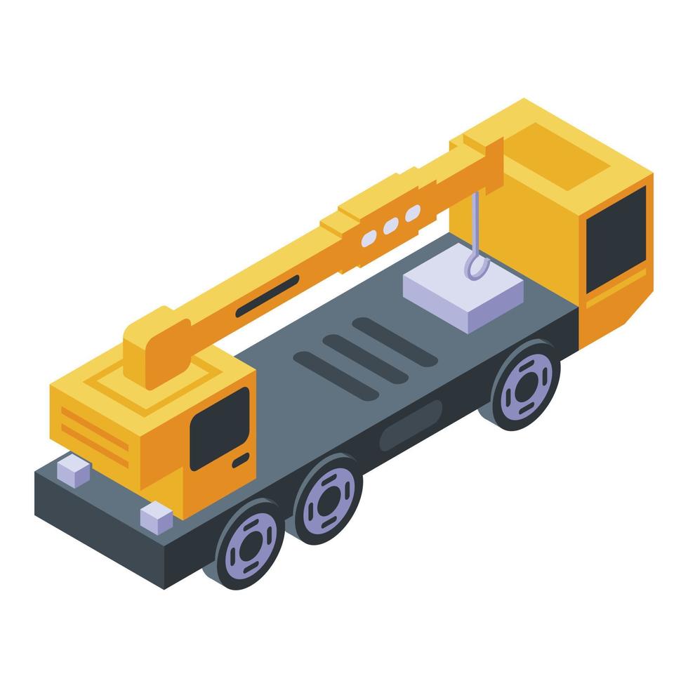 ícone de guindaste de caminhão de carga, estilo isométrico vetor