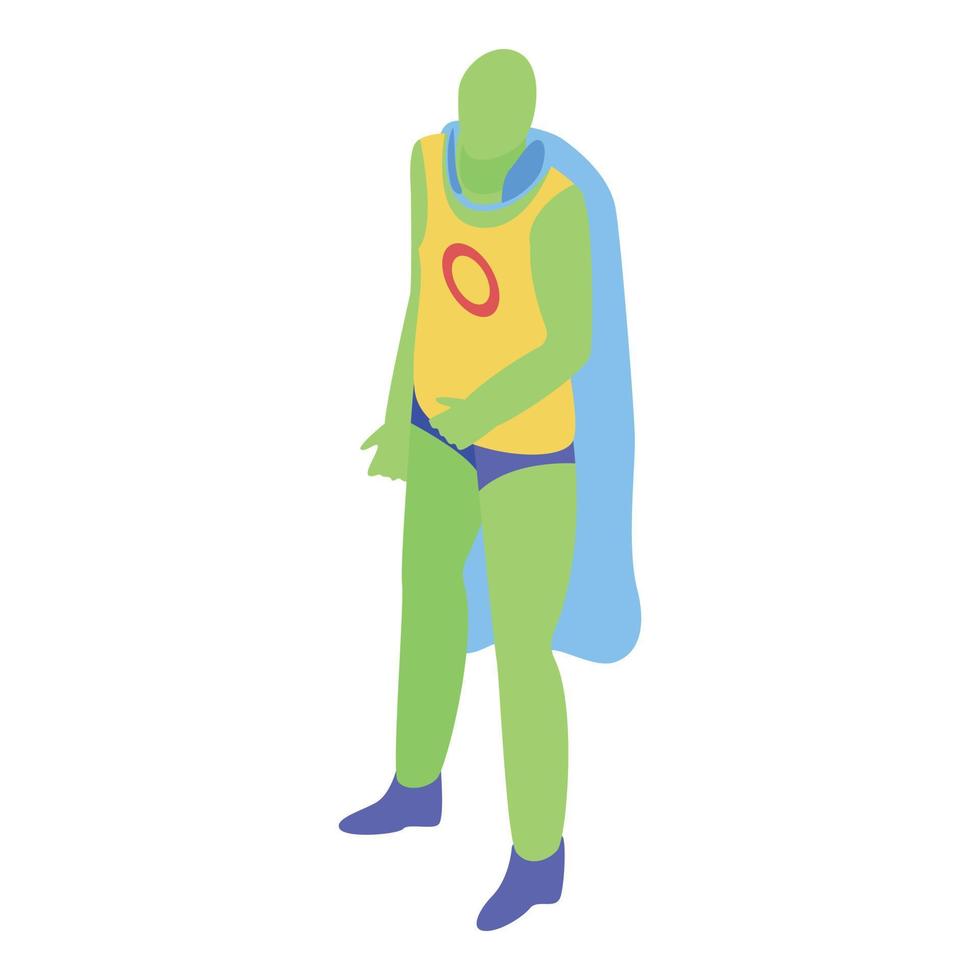 ícone do super-herói do espaço verde, estilo isométrico vetor