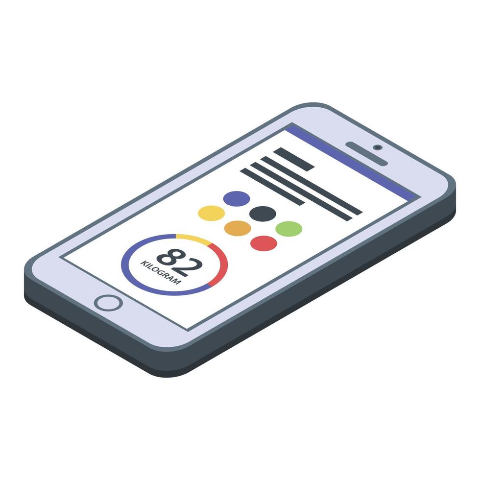 ícone do programa de nutricionista para smartphone, estilo isométrico vetor