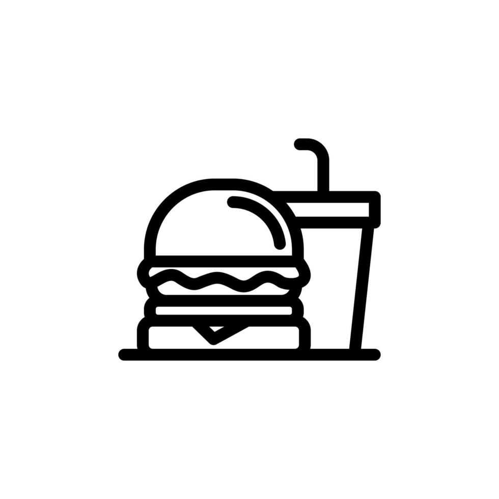ícone de contorno de junk food. ilustração de comida lixo. o design do ícone de junk food é adequado para desenvolvedores de sites, criadores de aplicativos, designers gráficos na ilustração do design do ícone de fundo branco vetor