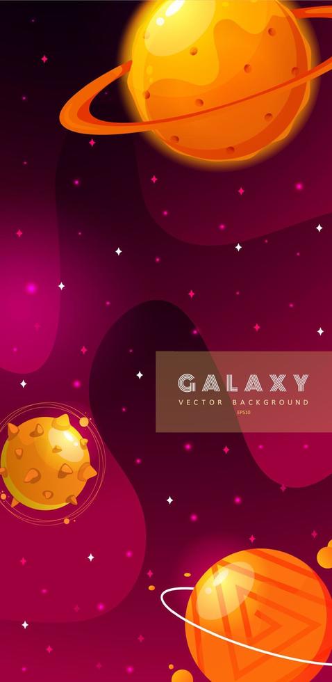 modelo de histórias. fundo do espaço com planetas de fantasia dos desenhos animados. pano de fundo móvel. planetas de fantasia. universo colorido. design de jogo. planetas espaciais de fantasia para o jogo ui galaxy. vetor