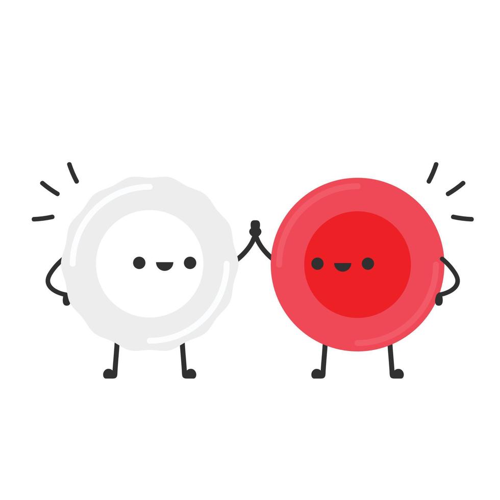 design de personagens de glóbulos vermelhos e brancos. vetor